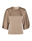 NEO NOIR BLOUSE LIORA HEAVY SATEEN DARK TAUPE