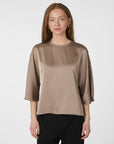NEO NOIR BLOUSE LIORA HEAVY SATEEN DARK TAUPE