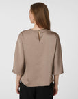 NEO NOIR BLOUSE LIORA HEAVY SATEEN DARK TAUPE
