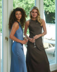 NEO NOIR JURK CELINIE HEAVY SATEEN DRESS SMOKE BLUE