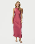 NEO NOIR JURK CELINI HEAVY SATEEN DRESS CHERRY PINK