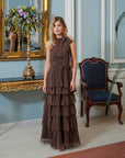 NEO NOIR JURK MARLI SOLID CHIFFON DRESS DUSTY BROWN