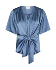 NEO NOIR TOP CASADIA HEAVY SATEEN BLOUSE SMOKE BLUE