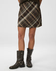 NEO NOIR ROK LUNNA CHECK SKIRT BROWN