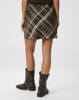 NEO NOIR ROK LUNNA CHECK SKIRT BROWN