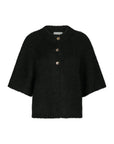 NEO NOIR VEST BENUTA FLUFFY KNIT CARDIGAN BLACK