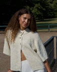 NEO NOIR VEST BENUTA FLUFFY KNIT CARDIGAN IVORY