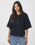 NEO NOIR VEST BENUTA FLUFFY KNIT CARDIGAN NAVY