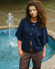 NEO NOIR VEST BENUTA FLUFFY KNIT CARDIGAN NAVY