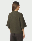NEO NOIR VEST BENUTA FLUFFY KNIT CARDIGAN ARMY
