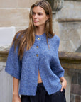 NEO NOIR VEST BENUTA FLUFFY KNIT CARDIGAN SMOKE BLUE