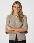 NEO NOIR VEST BENUTA FLUFFY KNIT CARDIGAN BEIGE MELANGE