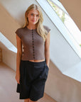 NEO NOIR TOP TODDA KNIT TEE BROWN MELANGE