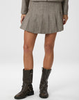 NEO NOIR ROK LAURINA HERRINGBONE SKIRT DUSTY BROWN