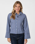 NEO NOIR BLOUSE ROSA CHECK SHIRT DARK BLUE