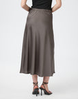NEO NOIR ROK INNELL HEAVY SATEEN SKIRT WARM GREY