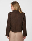 NEO NOIR JAS NILO FAUX SUEDE JACKET DARK BROWN