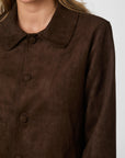 NEO NOIR JAS NILO FAUX SUEDE JACKET DARK BROWN