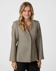 NEO NOIR BLAZER FRILLIS FITTED DARK SAND