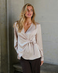 NEO NOIR BLOUSE PETRIS HEAVY SATEEN CHAMPAGNE