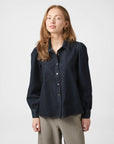 NEO NOIR BLOUSE JESSA DENIM SHIRT DARK BLUE