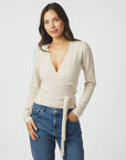 NEO NOIR PULLOVER TILFA KNIT WRAP BLOUSE SAND