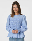 NEO NOIR BLOUSE POSSA TWIST STRIPE LIGHT BLUE