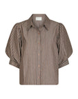 NEO NOIR BLOUSE ETTA SOFT STRIPE STONE SHIRT BROWN