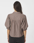 NEO NOIR BLOUSE ETTA SOFT STRIPE STONE SHIRT BROWN