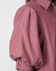 NEO NOIR BLOUSE ETTA SOFT STRIPE STONE SHIRT DARK ROSE