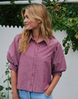 NEO NOIR BLOUSE ETTA SOFT STRIPE STONE SHIRT DARK ROSE