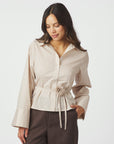 NEO NOIR BLOUSE CLARIDA ROSE STRIPE SHIRT LIGHT YELLOW