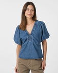 NEO NOIR BLOUSE IRINA DENIM BLUE