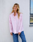 NEO NOIR BLOUSE DALMA SOFT STRIPE STONE SHIRT PINK