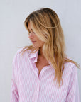NEO NOIR BLOUSE DALMA SOFT STRIPE STONE SHIRT PINK