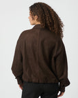 NEO NOIR JAS RUBBY FAUX SUEDE JACKET DARK BROWN
