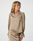NEO NOIR BLOUSE AMARA HEAVY SATEEN BEDAZ DARK TAUPE