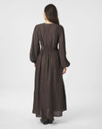 NEO NOIR JURK SILFI CREPE DARK BROWN