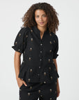 NEO NOIR BLOUSE SAVY FLOWER EMB BLACK