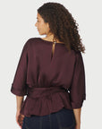 NEO NOIR BLOUSE ANNEGRET HEAVY SATEEN BURGUNDY
