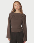 NEO NOIR SWEATER KAIBA KNIT TOP BROWN MELANGE
