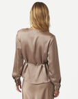 NEO NOIR BLOUSE CAPRINA HEAVY SATEEN DARK TAUPE