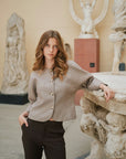 NEO NOIR BLAZER MESTO JACKET LIGHT HERRINGBONE WHITE BROWN