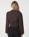 NEO NOIR BLOUSE FROST STRIPED SHIRT DARK BROWN