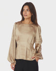 NEO NOIR BLOUSE VANYA CRUSHED SATEEN GOLD