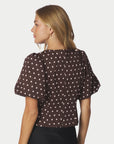 NEO NOIR TOP ANELA DOT BLOUSE BROWN