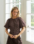NEO NOIR TOP ANELA DOT BLOUSE BROWN