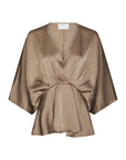 NEO NOIR BLOUSE RIVINA HEAVY SATEEN DARK TAUPE