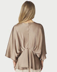 NEO NOIR BLOUSE RIVINA HEAVY SATEEN DARK TAUPE