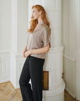 NEO NOIR BLOUSE ANELLE HEAVY SATEEN DARK TAUPE